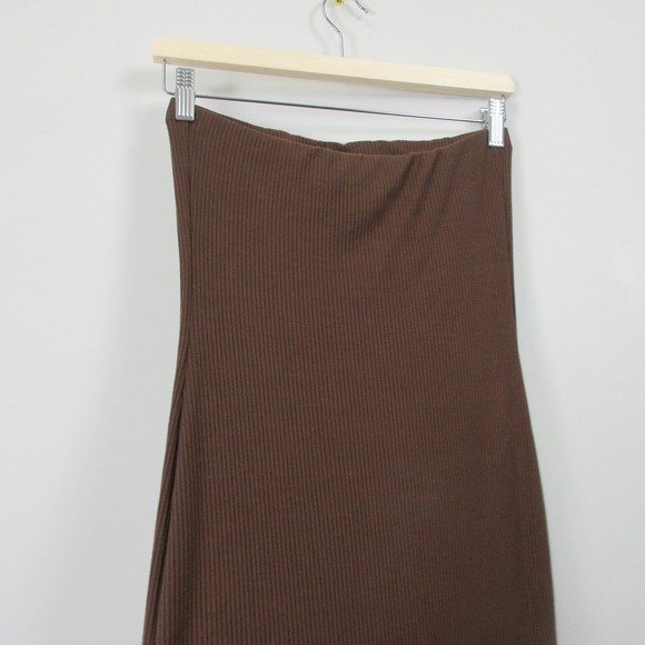 Reformation Bodycon Midi Tube Dress S Brown Ribbed Knit Minimalist Casual 314 - Picture 5 of 12